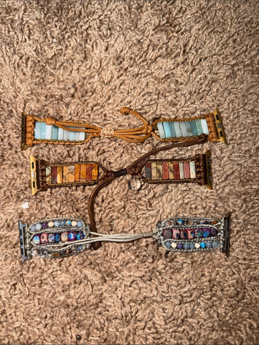 Handcrafted Beaded Leather Wrap Watch Bands - APPLE WATCH BANDS REAL STONES